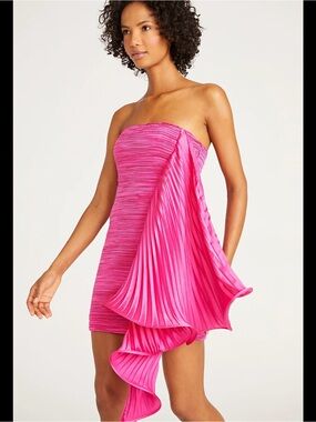 amur pleated ruffle satin strapless mini dress AMUR | Dresses | Amur Pleated Ruffle Satin Strapless Mini Dress